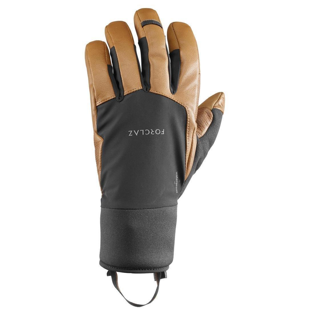 Adult Waterproof Leather Gloves, Brown, No Color, large image number 1