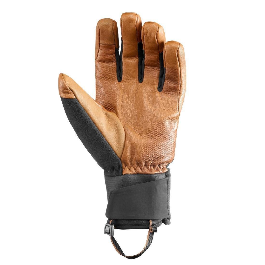 Adult Waterproof Leather Gloves, Brown, No Color, large image number 2
