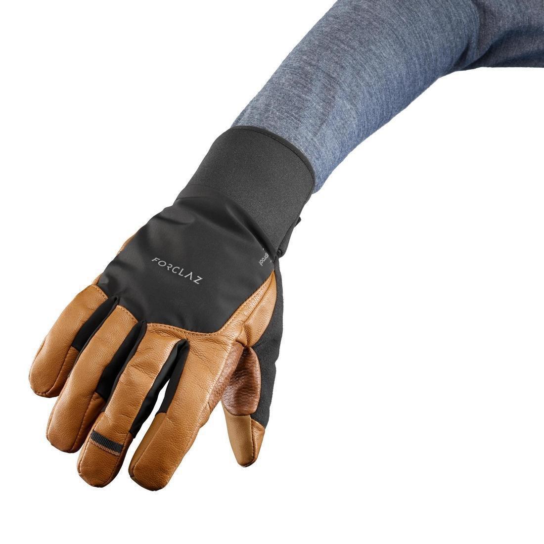 Adult Waterproof Leather Gloves, Brown, No Color, large image number 4