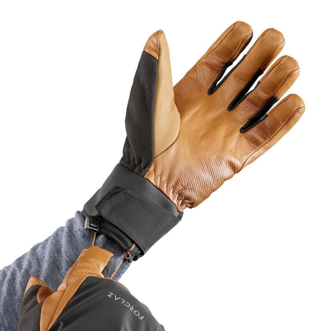 Adult Waterproof Leather Gloves, Brown, No Color, large image number 6