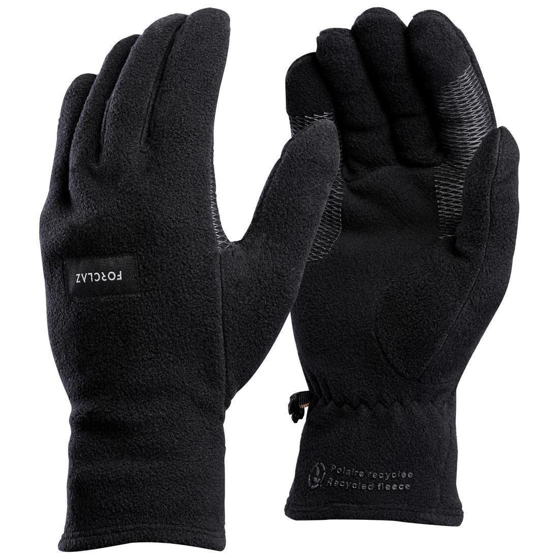 Adult Mountain Trekking Recycled Fleece Gloves Trek 100, Black, No Color, large image number 2