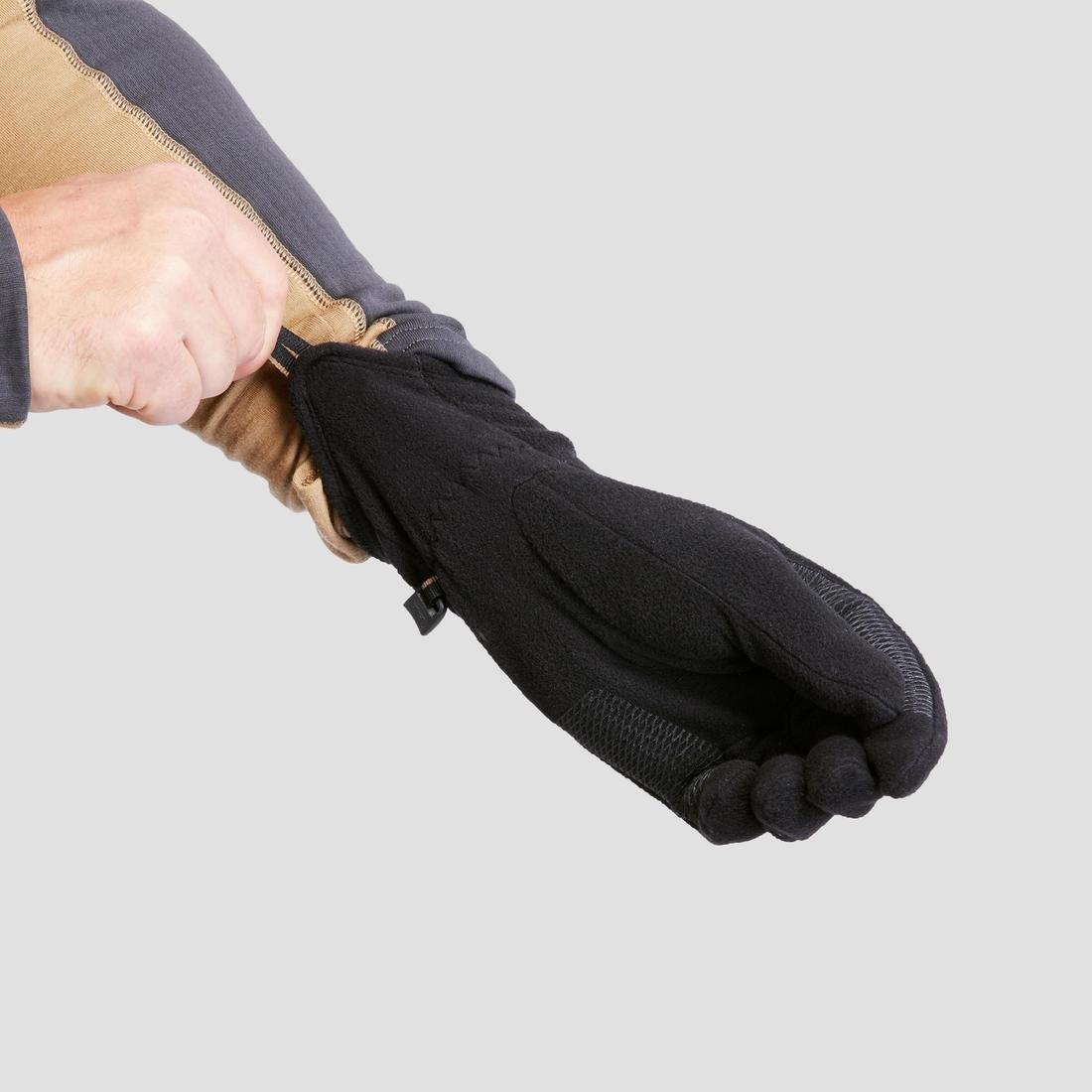 Adult Mountain Trekking Recycled Fleece Gloves Trek 100, Black, No Color, large image number 4