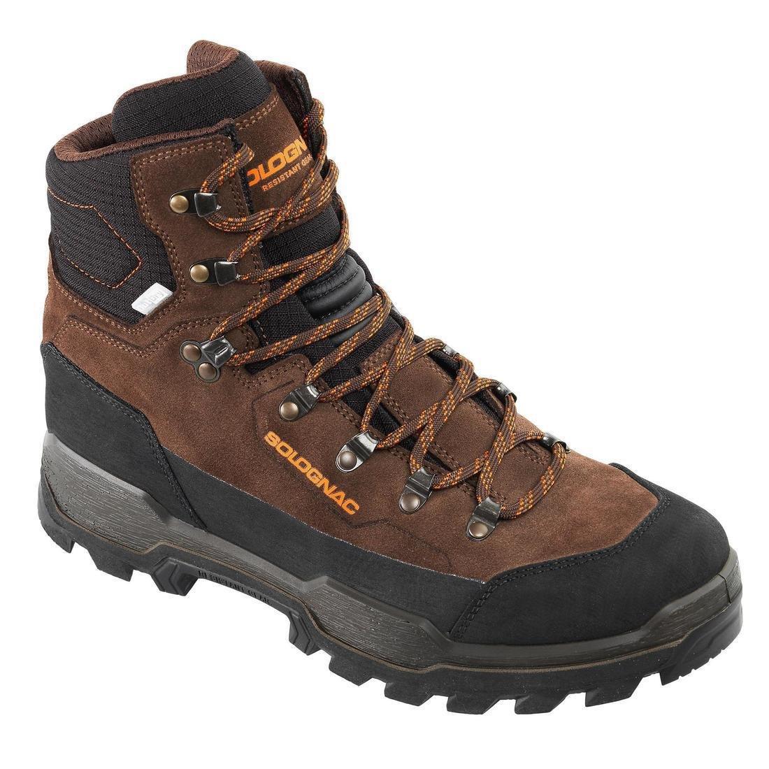 WATERPROOF ROBUST HUNTING BOOTS CROSSHUNT 500 - BROWN, , medium