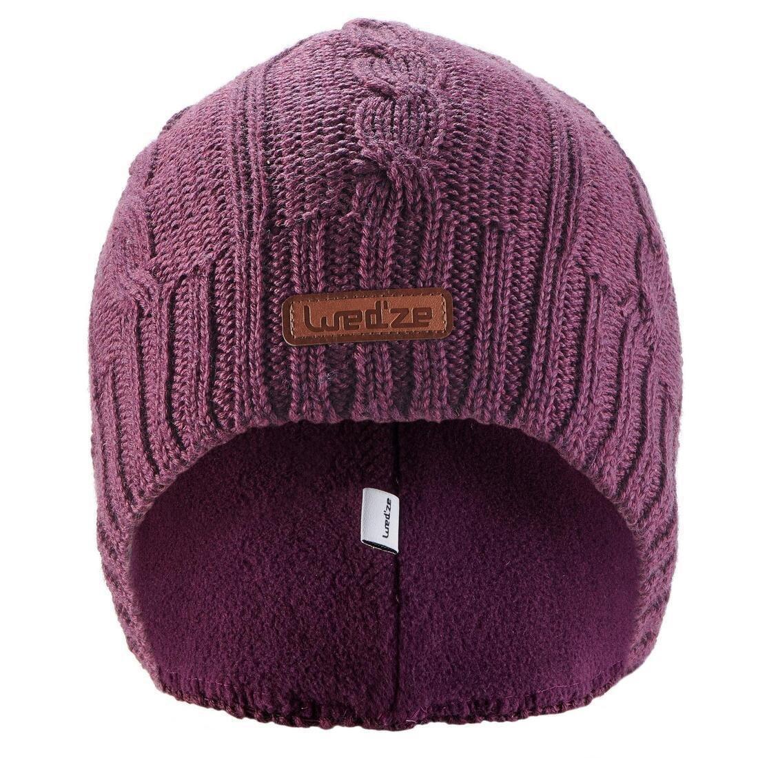 WEDZE - Cable Stitch Adult Ski Hat Plum, Grey