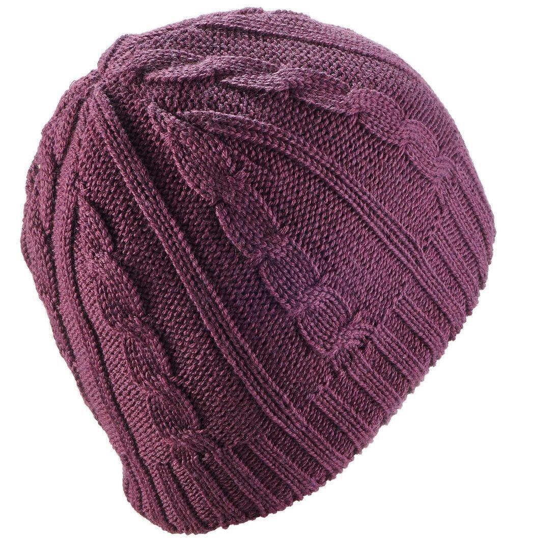 WEDZE - Cable Stitch Adult Ski Hat Plum, Grey