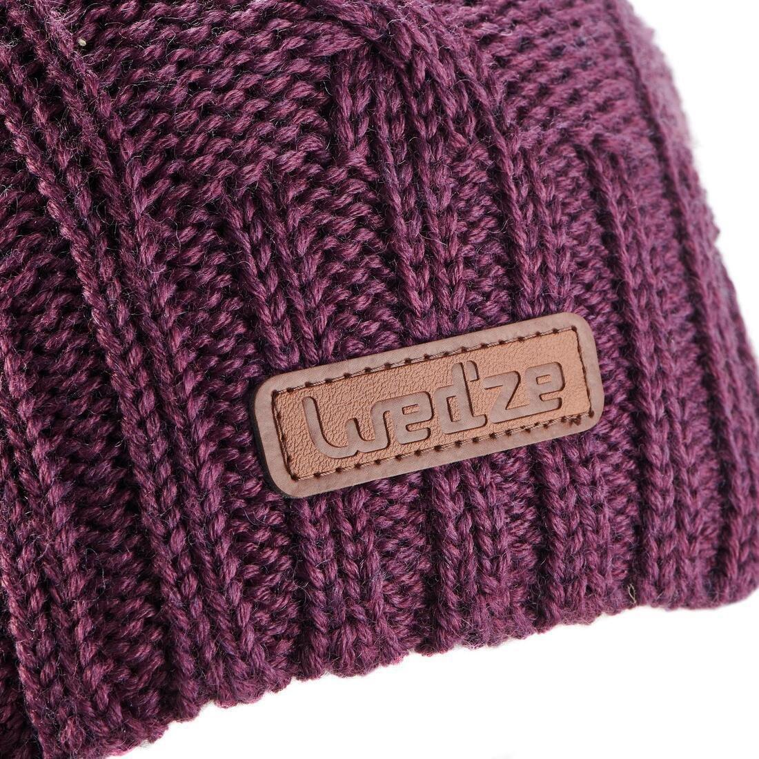 WEDZE - Cable Stitch Adult Ski Hat Plum, Grey