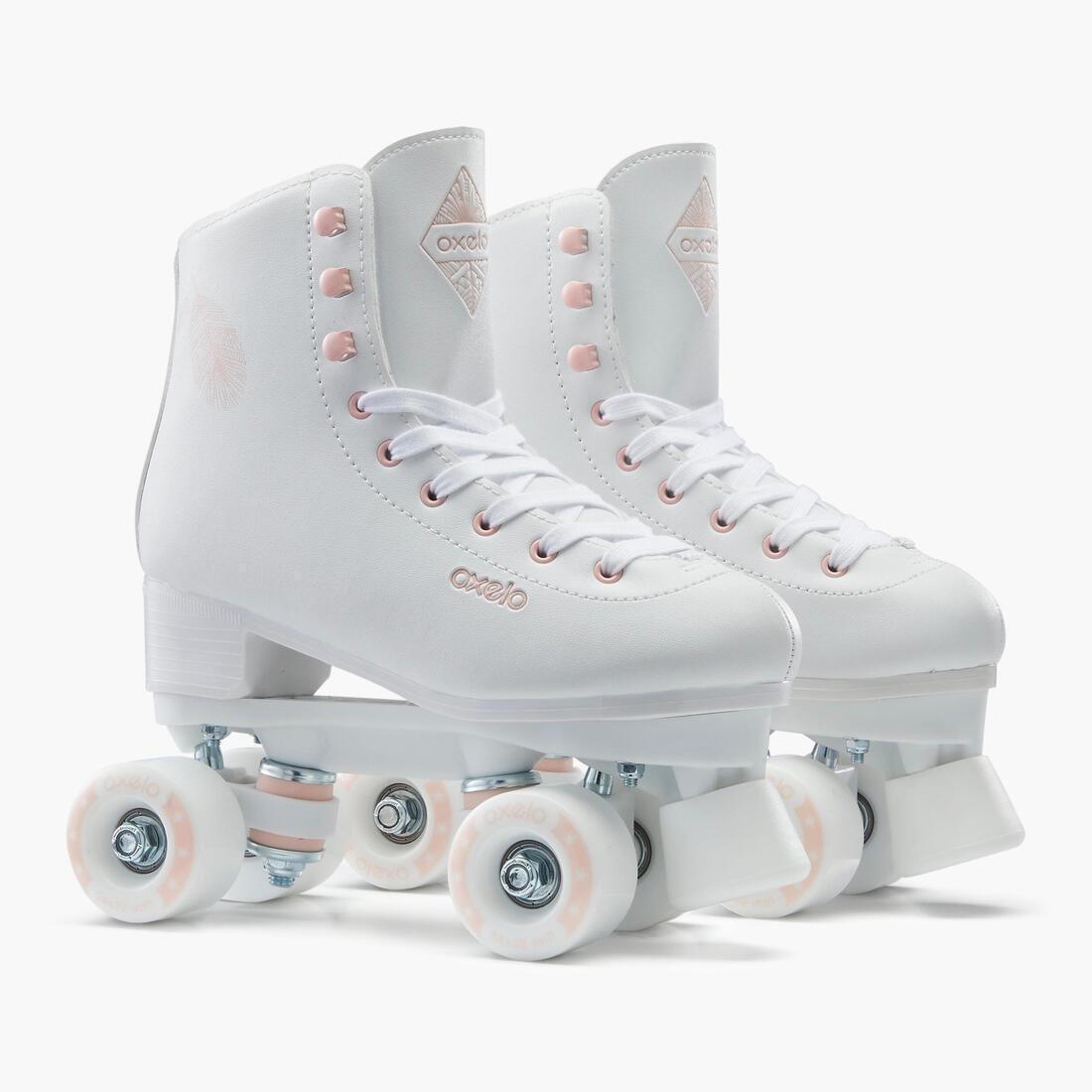 Unisex Artistic Roller Skating Quad Skates - 100, White, No Color, medium