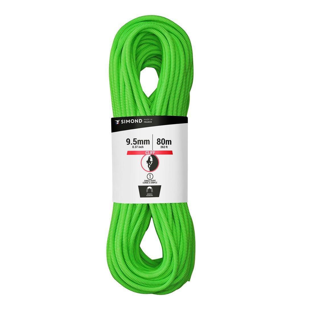 Climbing Rope 9.5 Mm X 80 M, Green, No Color, large image number 0