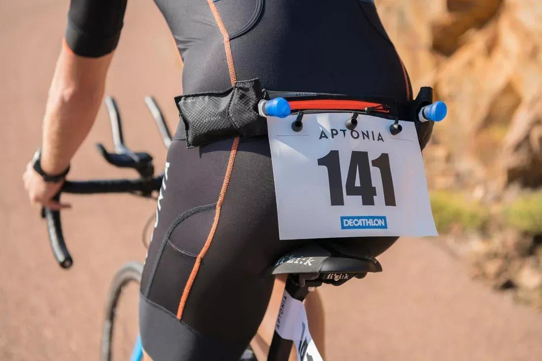 Long-Distance Triathlon Race Number Bib Belt, Black, No Color, large image number 7