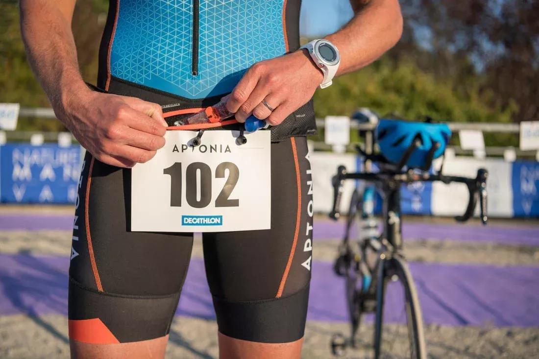 Long-Distance Triathlon Race Number Bib Belt, Black, No Color, large image number 9