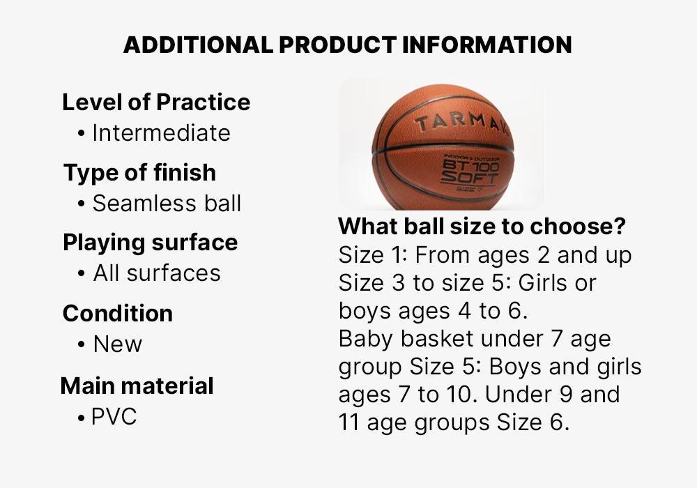Basketball BT100 for Men, Hazelnut, No Color, large image number 8