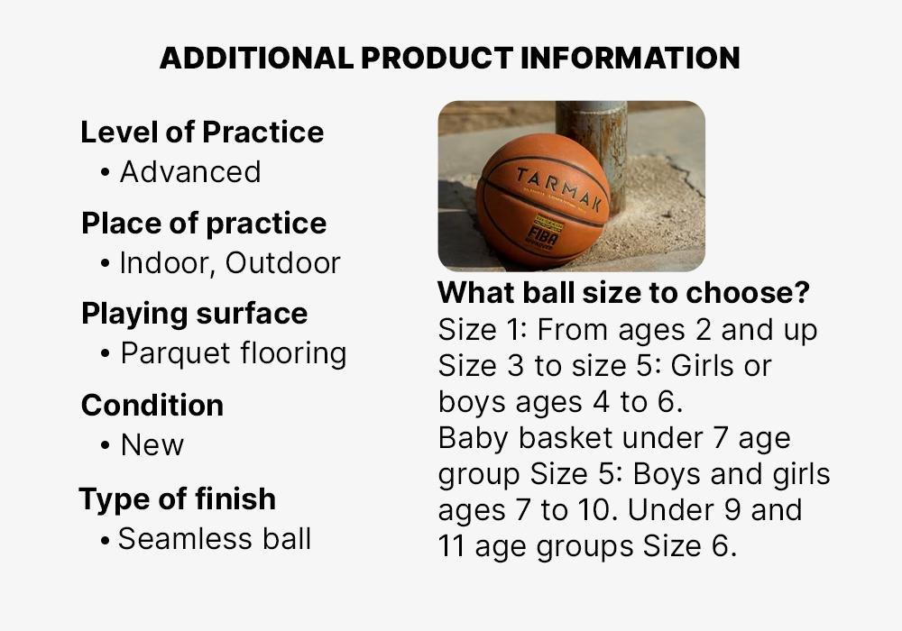 BT900 Basketball FIBA-approved for boys and adults, Blood Orange, No Color, large image number 11