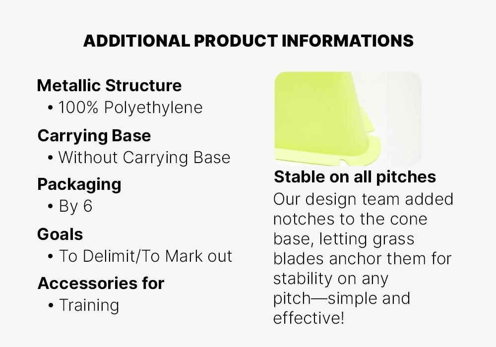 Training Cones 6-Pack Essential, Fluo Lime Yellow, No Color, medium