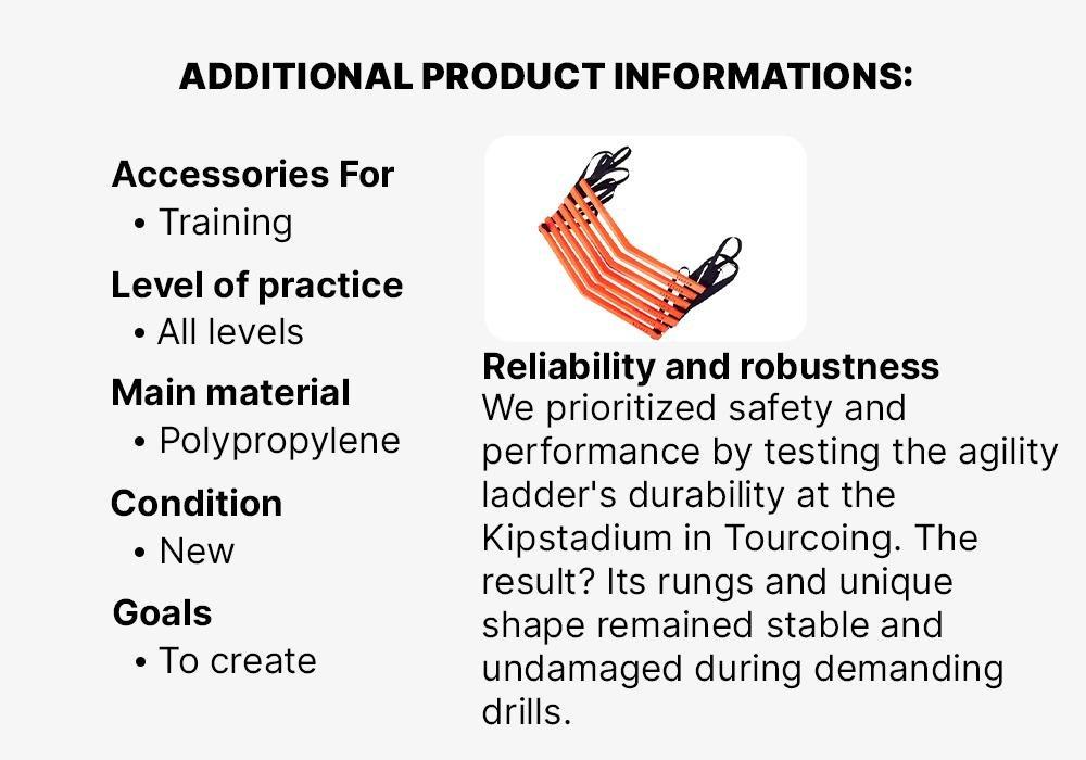 Essential Football Agility Ladder, Fluo Blood Orange, No Color, medium