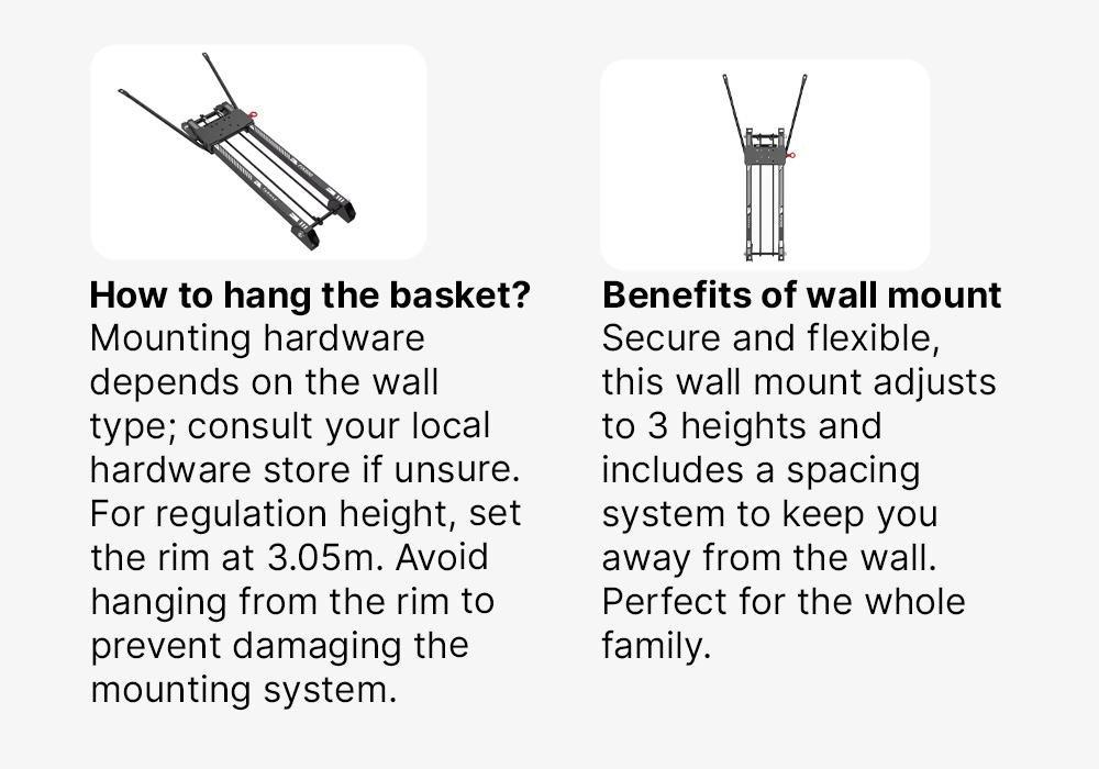 Basketball Wall Attachment Compatible With SB100, SB700, 3 playing heights, Black, No Color, medium