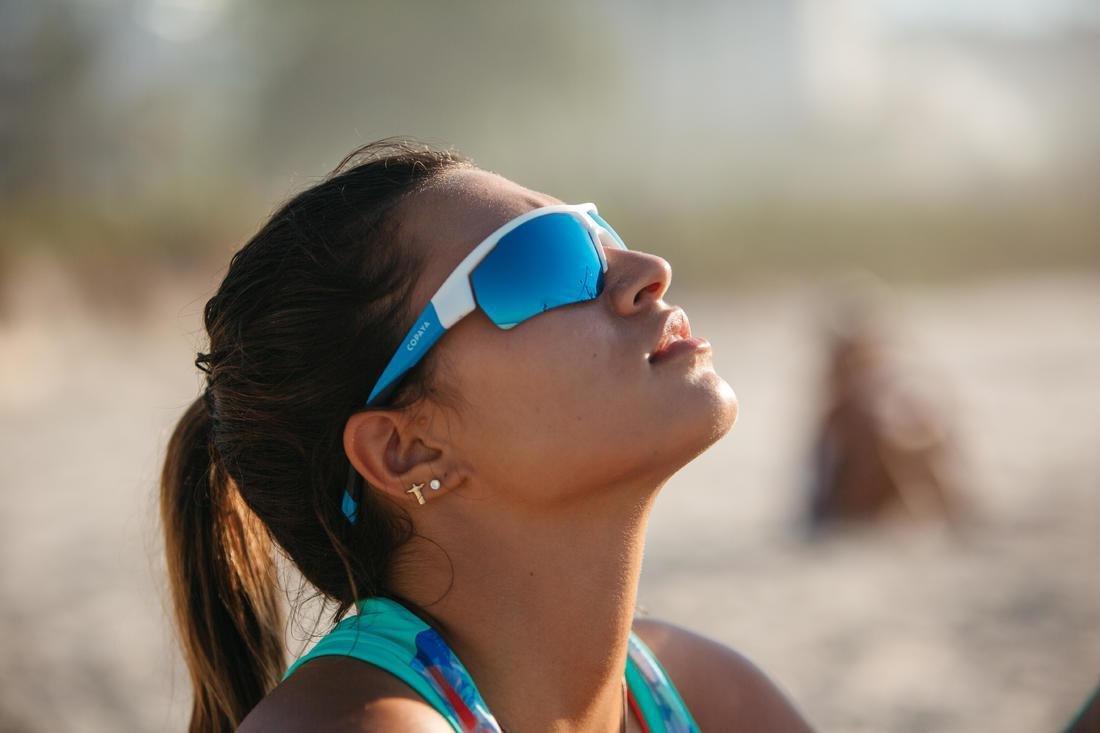 Polarised Beach Sports Sunglasses, White/Blue, Cyan, No Color, large image number 12