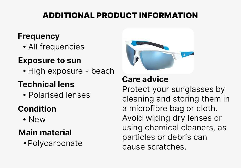 Polarised Beach Sports Sunglasses, White/Blue, Cyan, No Color, large image number 16
