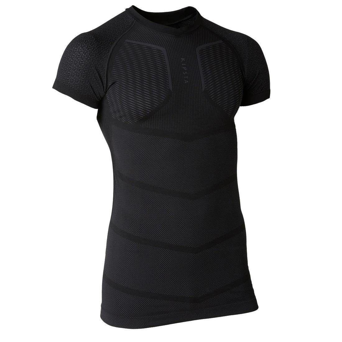 Adult Short-Sleeved Football Thermal Base Layer Top Keepdry500, Black, , large image number 2