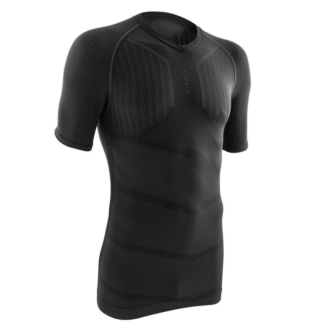 Men Short-Sleeved Thermal Base Layer Top Keep Dry - 500, Black, No Color, large image number 13