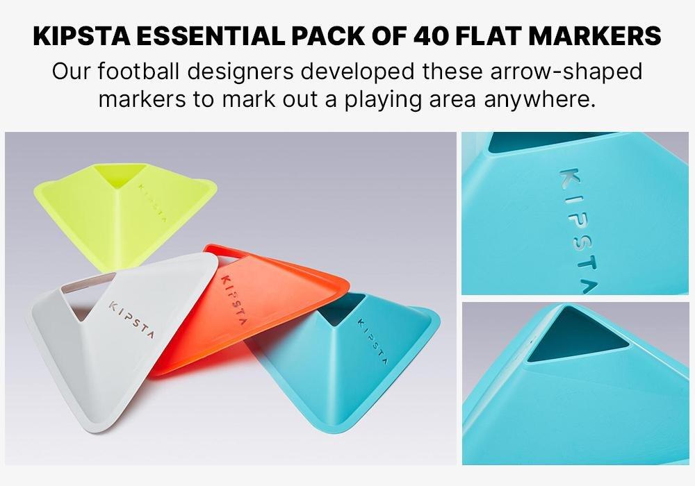 Essential Pack Of 40 Flat Markers, 4 Colours (Yellow, Orange, Grey, Blue), No Color, medium