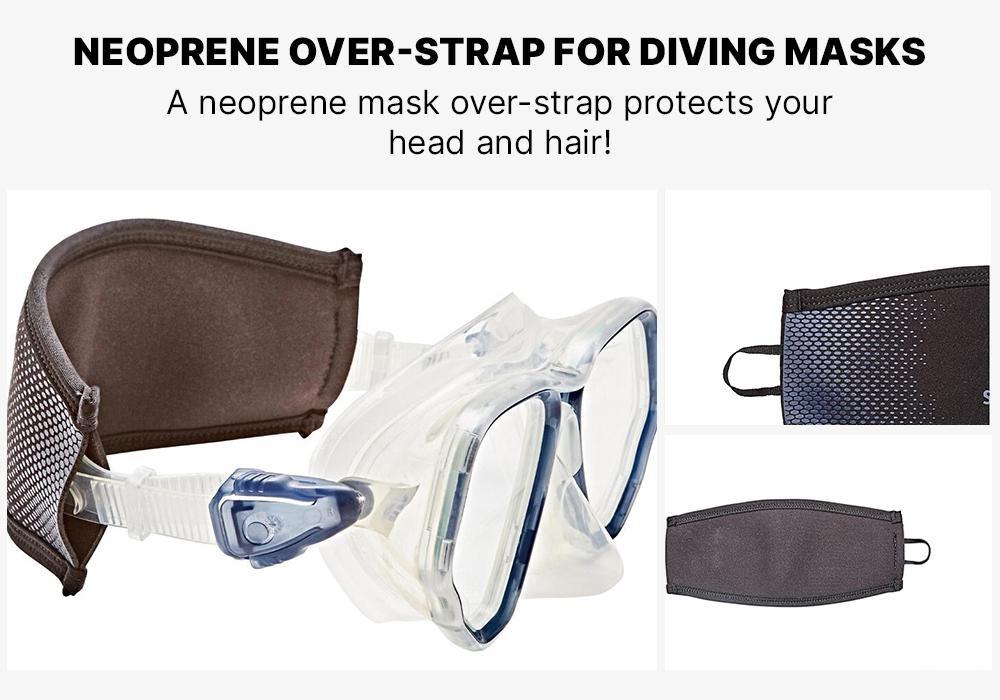 BLACK Neoprene over-strap for diving masks black/blue, No Color, medium