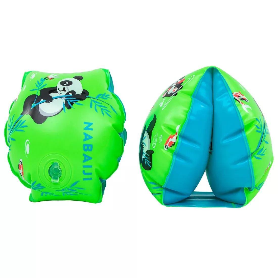 FLUO NEON GREEN Swimming armbands for kids with PANDAS'' print - 11-30 kg, No Color, large image number 0
