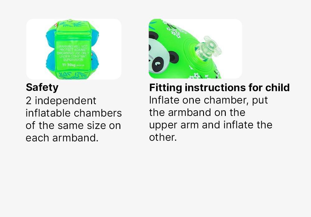 FLUO NEON GREEN Swimming armbands for kids with PANDAS'' print - 11-30 kg, No Color, large image number 17
