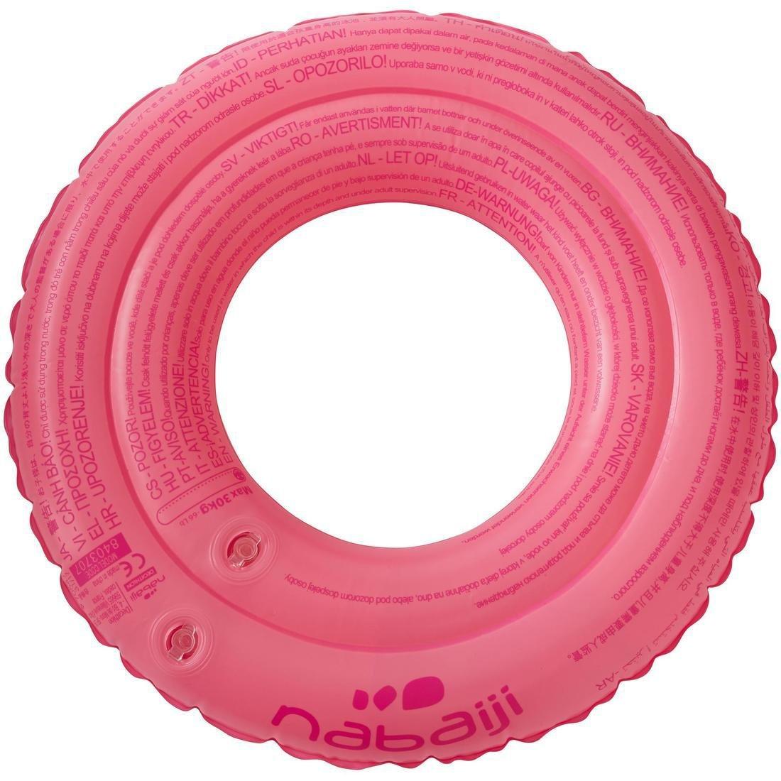 FLUO NEON GREEN Swimming inflatable 51 cm pool ring for kids aged 3-6 PANDAS print, No Color, large image number 2