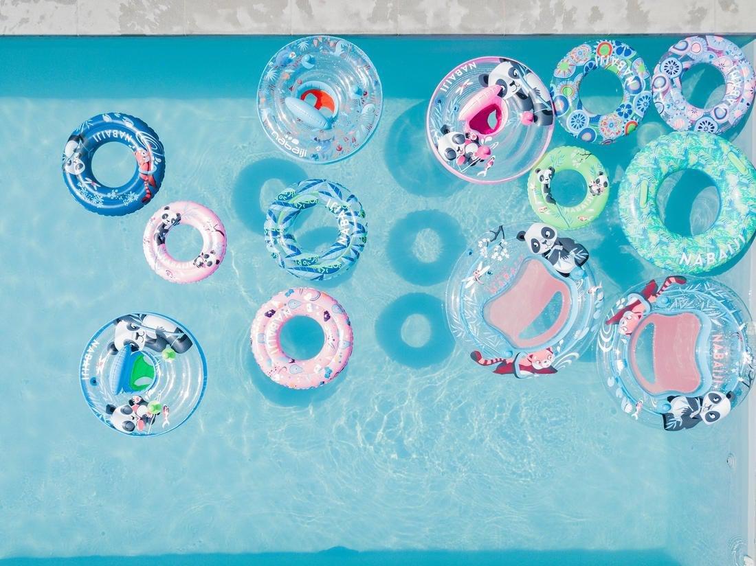 FLUO NEON GREEN Swimming inflatable 51 cm pool ring for kids aged 3-6, No Color, large image number 13