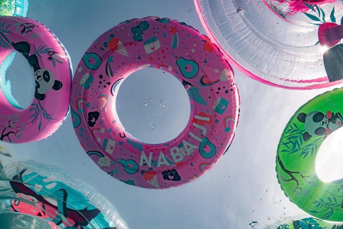 FLUO NEON GREEN Swimming inflatable 51 cm pool ring for kids aged 3-6, No Color, large image number 14