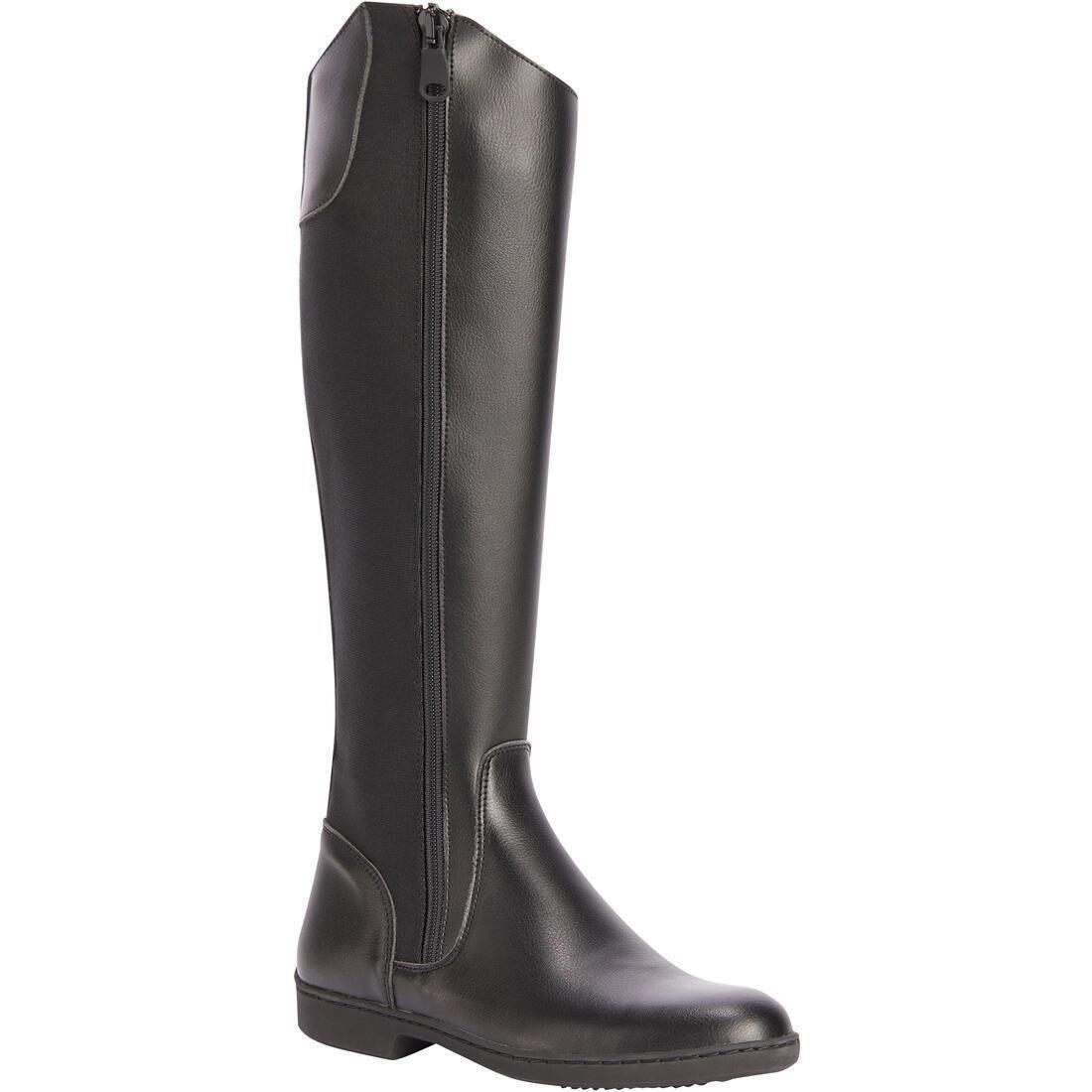 BLACK 500 Adult Synthetic Horse Riding Long Boots, , large image number 0