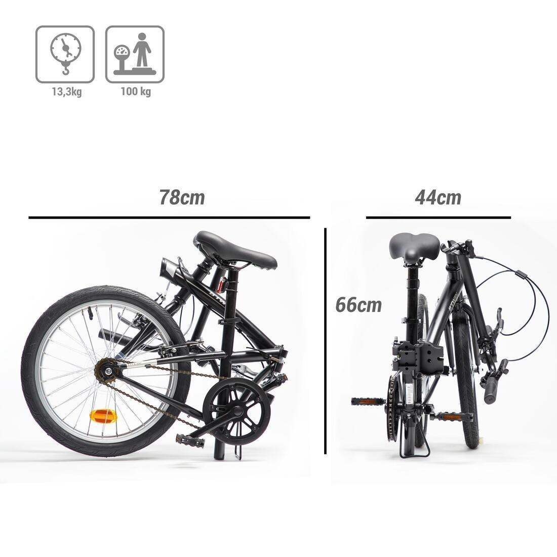 BTWIN - 20 Inch Folding Bike Btwin 100, Black