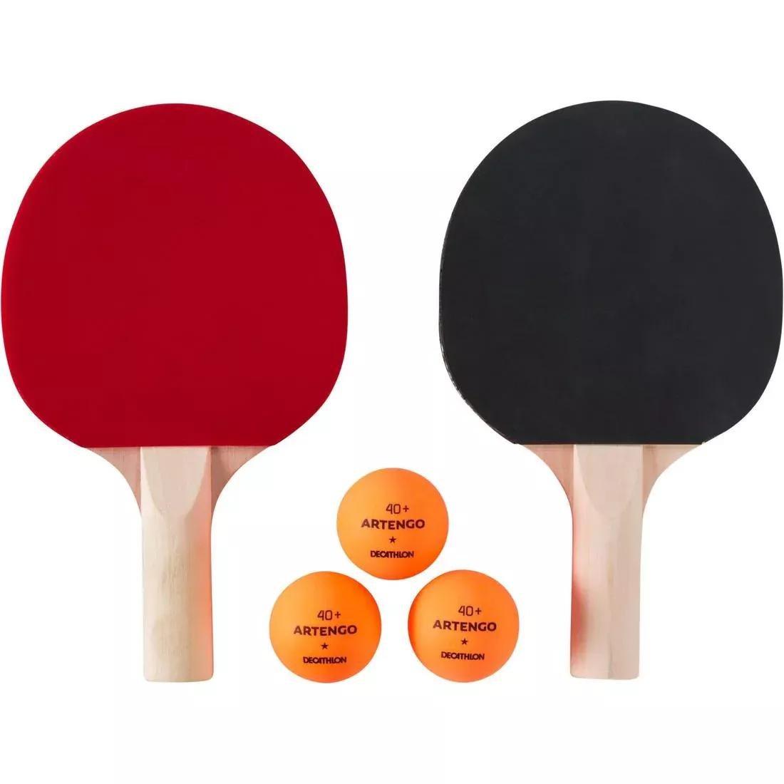 Small Indoor Table Tennis Set PPR 100 with 2 Bats and 3 Balls, No Color, large image number 0