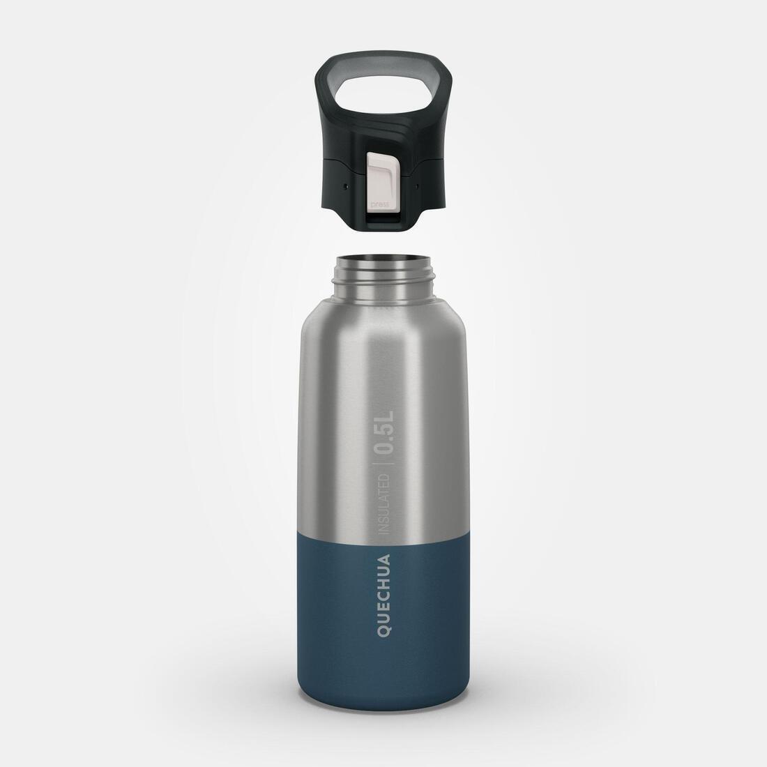 QUECHUA - Isothermal Stainless Steel Hiking Flask Mh500, Dark Petrol Blue