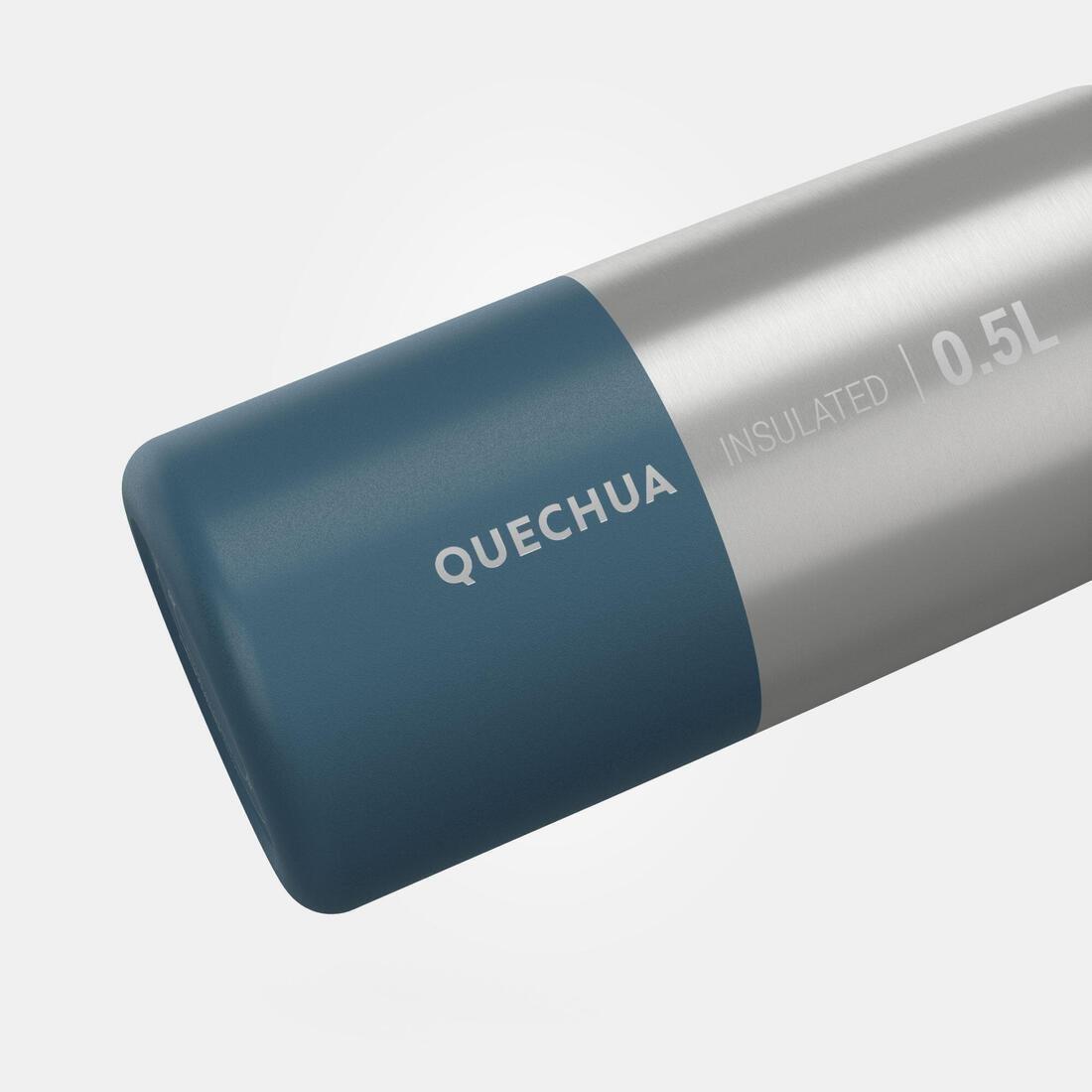 QUECHUA - Isothermal Stainless Steel Hiking Flask Mh500, Dark Petrol Blue