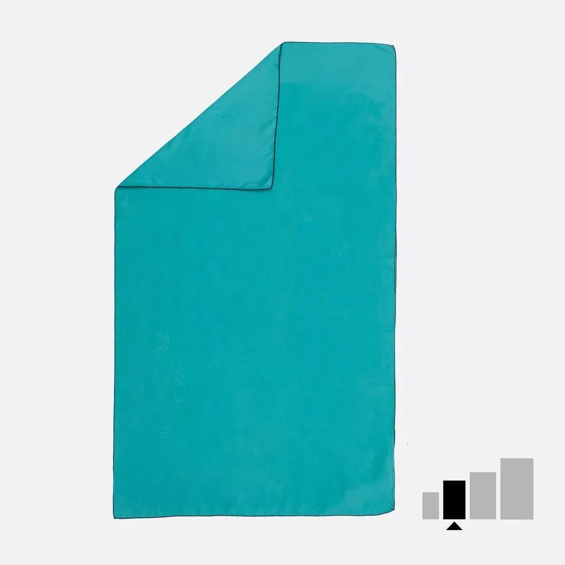 Swimming Microfibre Towel, Teal Green, No Color, large image number 0