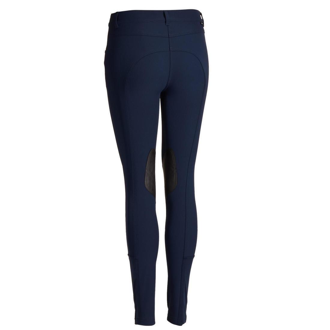 500 Women's Horse Riding Jodhpurs With Grippy Patches, Asphalt Blue, , large image number 1