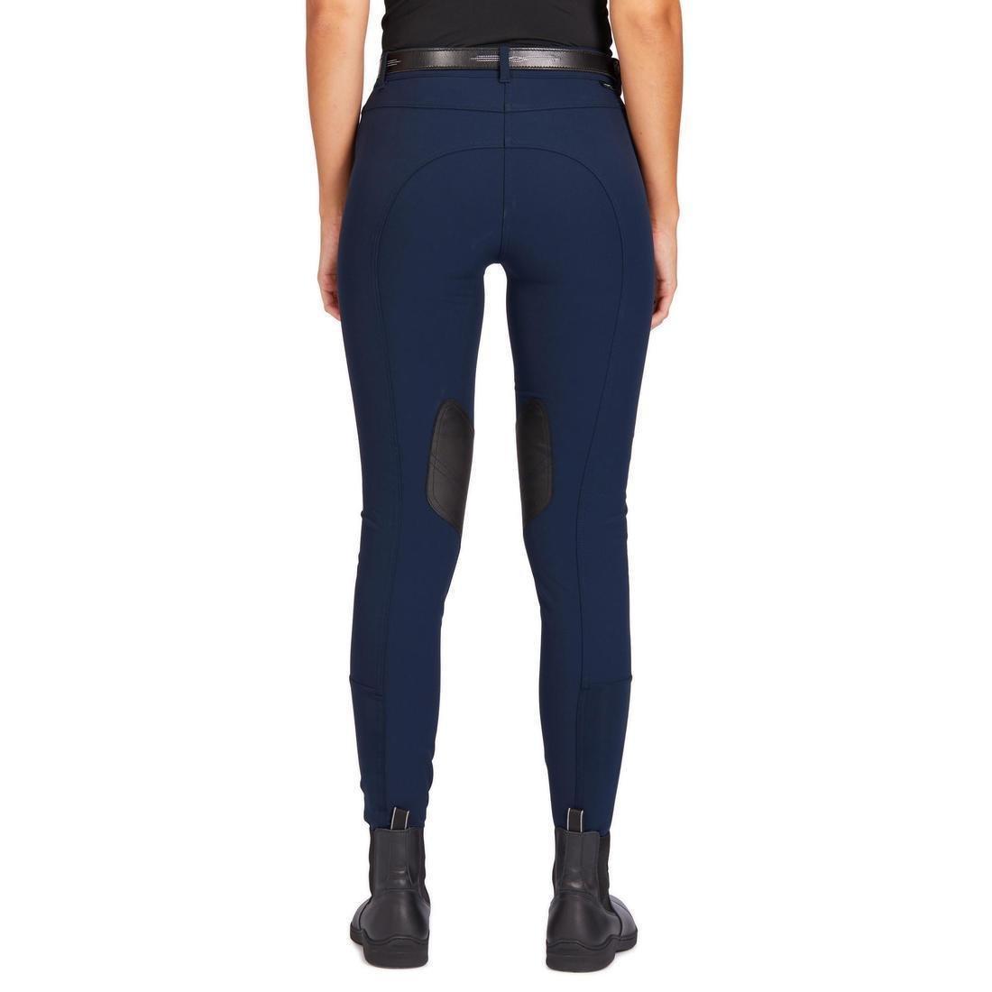 500 Women's Horse Riding Jodhpurs With Grippy Patches, Asphalt Blue, , large image number 4