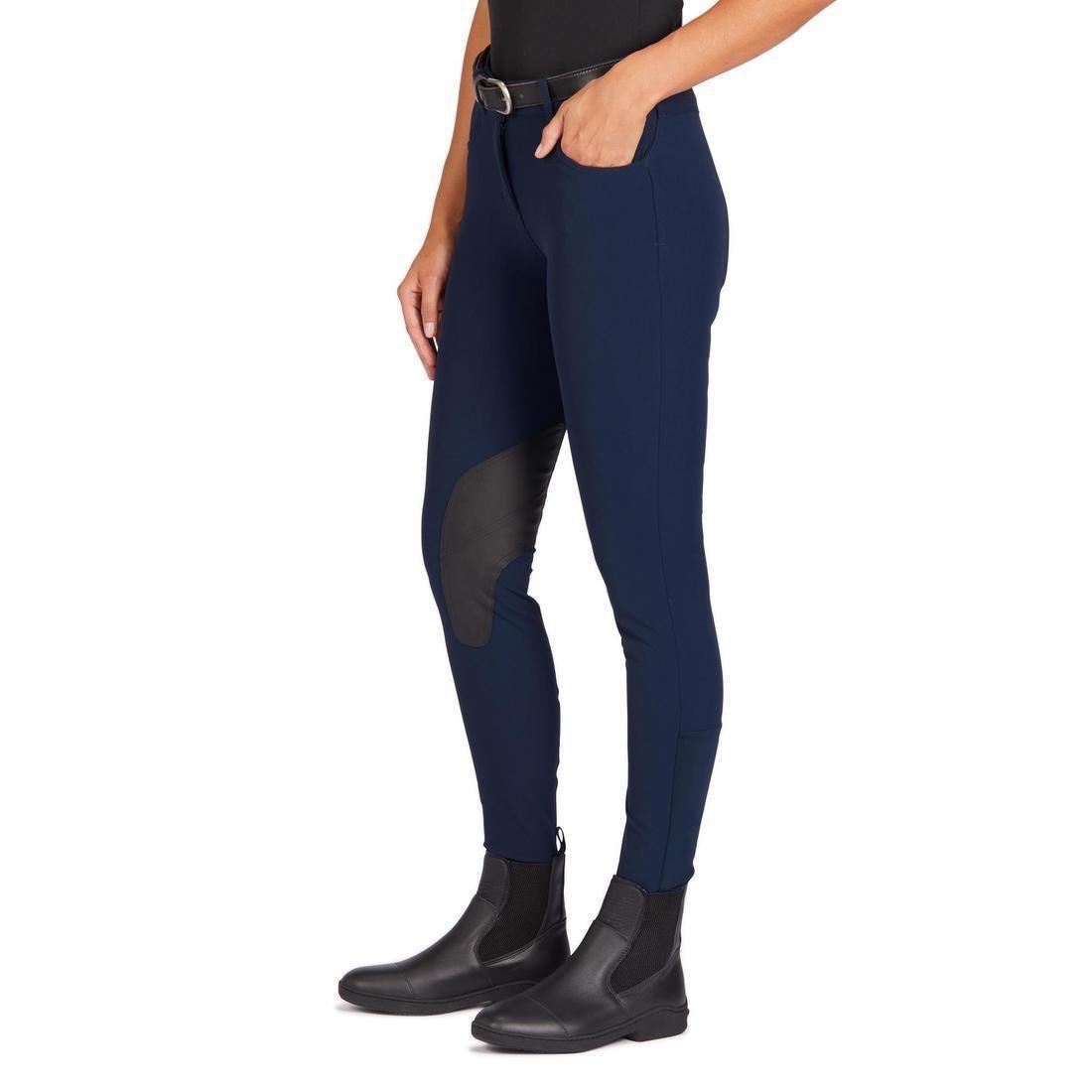 500 Women's Horse Riding Jodhpurs With Grippy Patches, Asphalt Blue, , large image number 5
