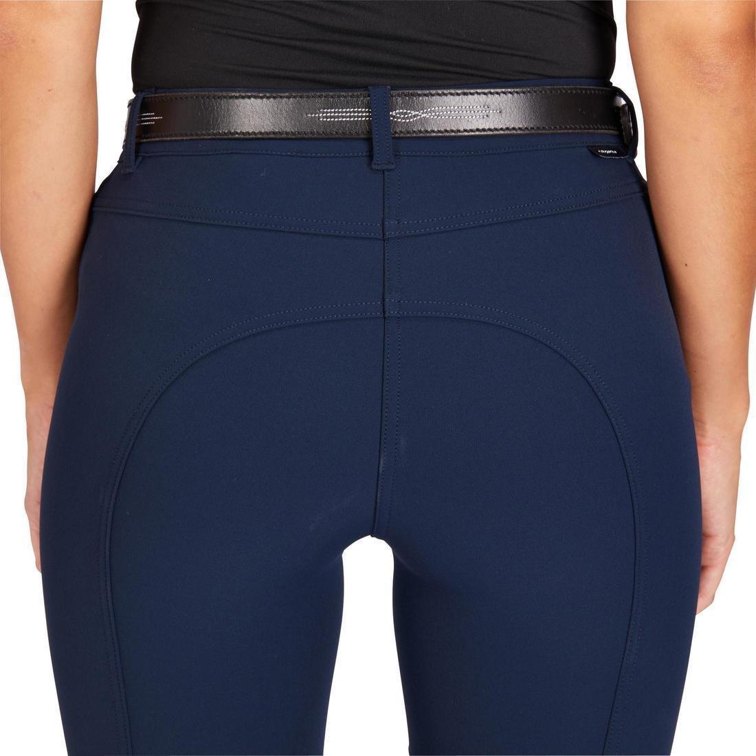 500 Women's Horse Riding Jodhpurs With Grippy Patches, Asphalt Blue, , large image number 6
