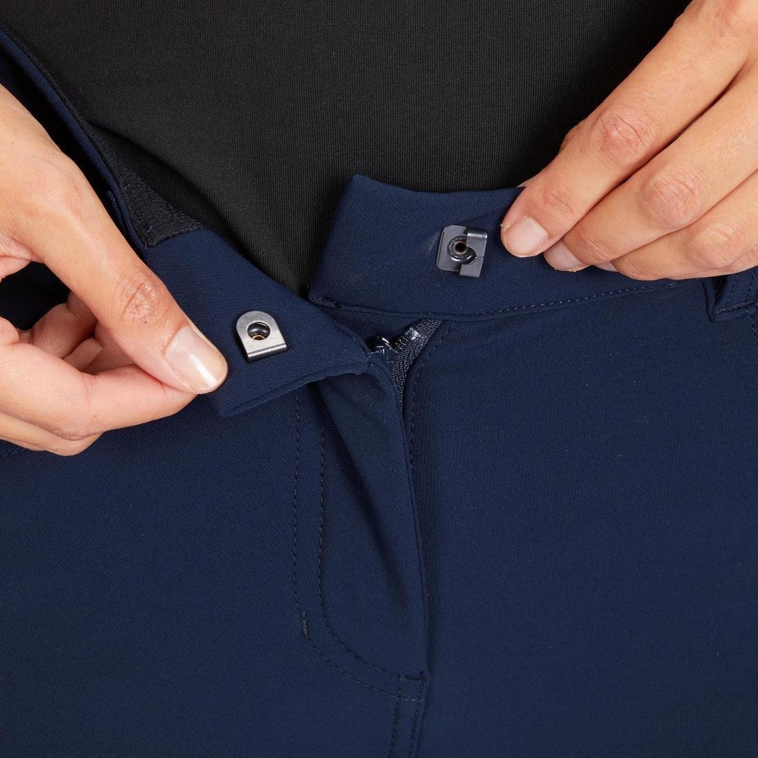 500 Women's Horse Riding Jodhpurs With Grippy Patches, Asphalt Blue, , large image number 8