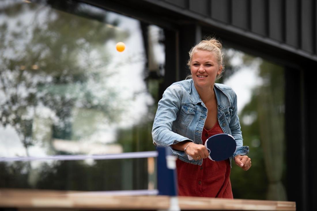Table Tennis Set with Posts and Adjustable Rollnet/White, No Color, medium