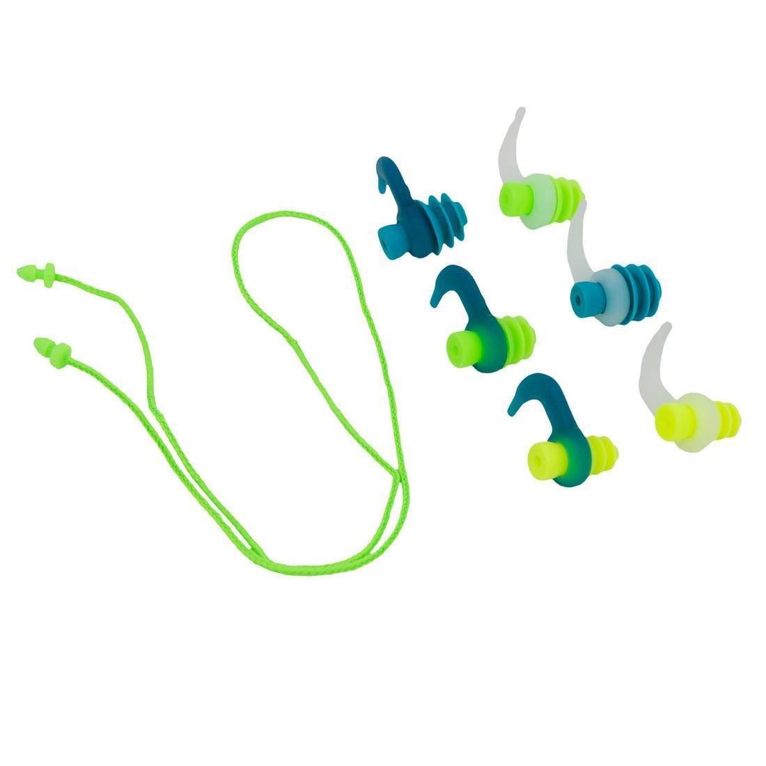 Set Of Swimming Earplugs Silicone Cone Shape, Fluo Green, No Color, large image number 1