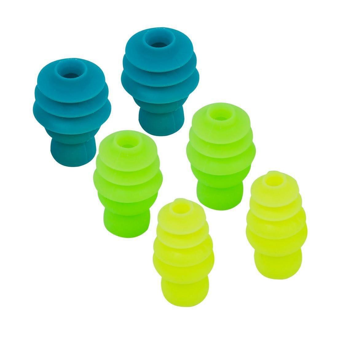 NABAIJI - Set Of Swimming Earplugs Silicone Cone Shape, Fluo Green