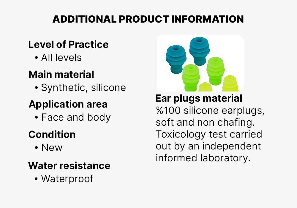 Set Of Swimming Earplugs Silicone Cone Shape, Fluo Green, No Color, large image number 7