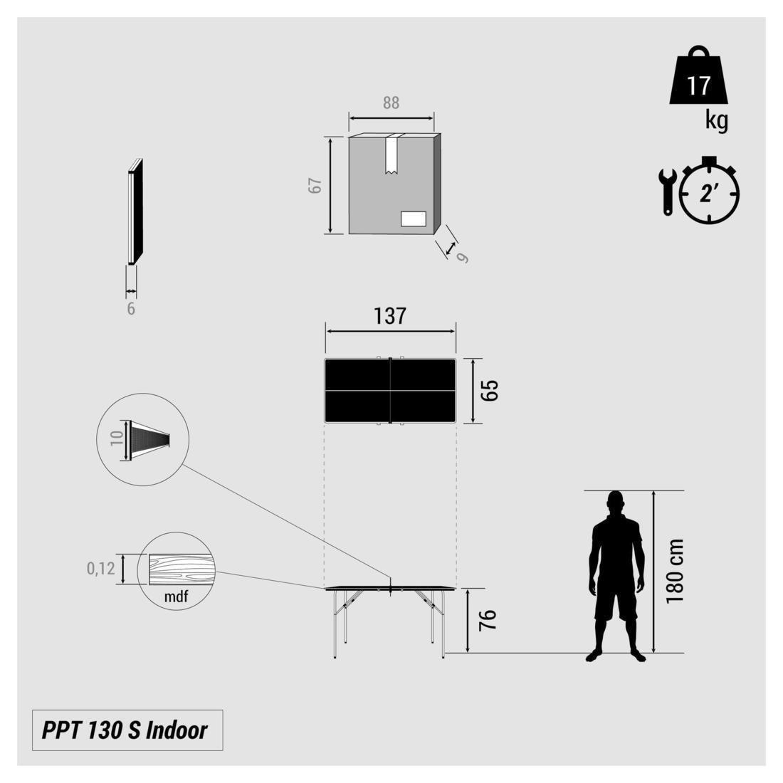 PPT 130 Indoor Table Tennis Table, Granite, No Color, large image number 1