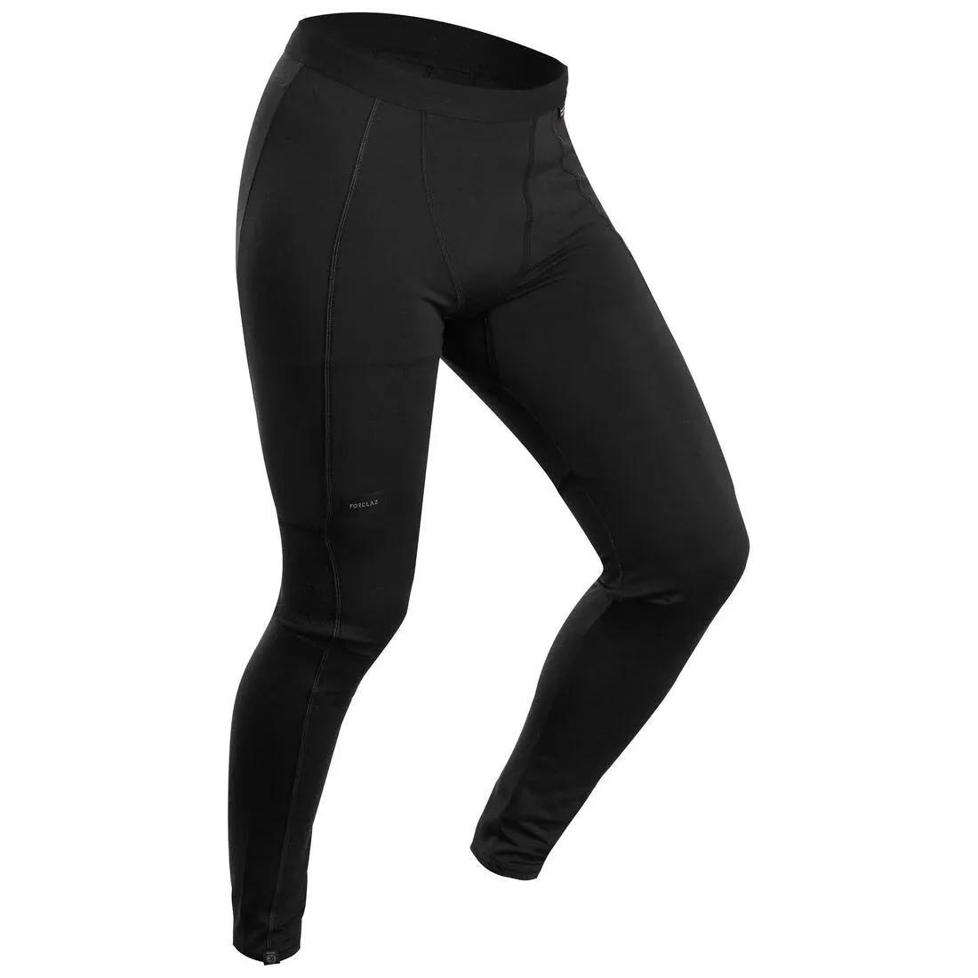 Men Mountain Trekking Merino Wool Base Layer Tights / Leggings - Mt500, Black, , large image number 0