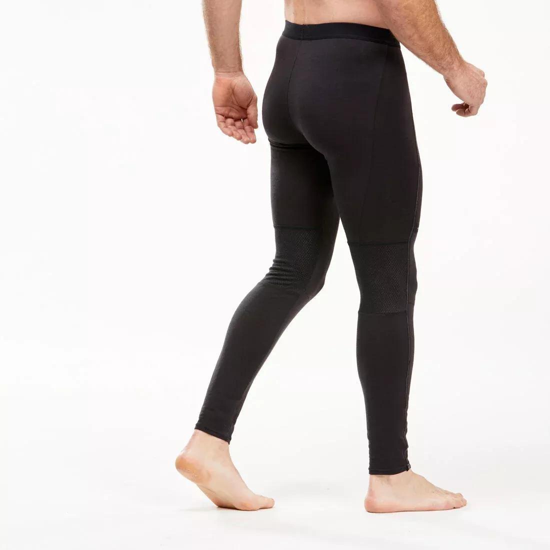 Men Mountain Trekking Merino Wool Base Layer Tights / Leggings - Mt500, Black, , large image number 3