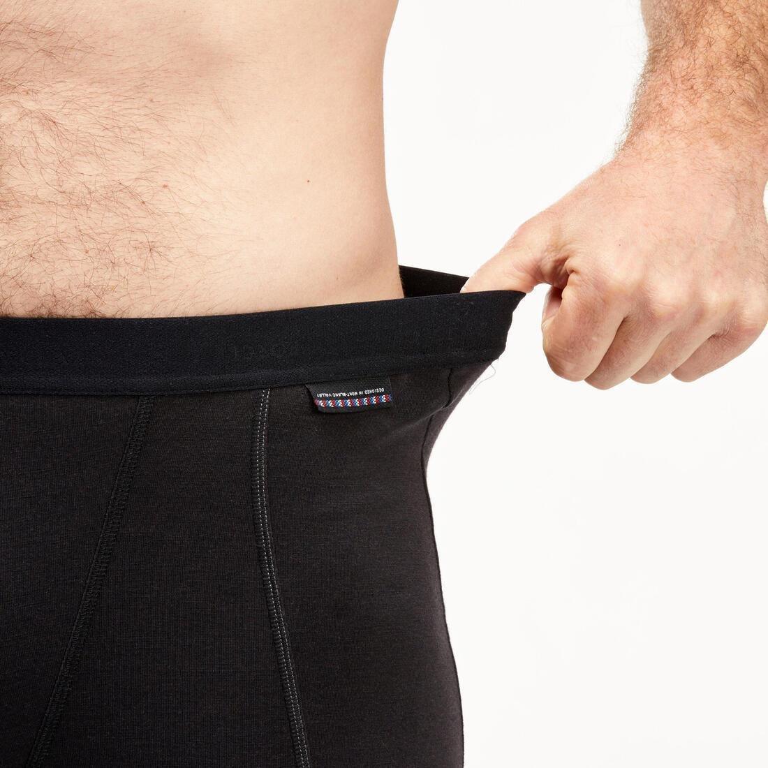 Men Mountain Trekking Merino Wool Base Layer Tights / Leggings - Mt500, Black, , large image number 4