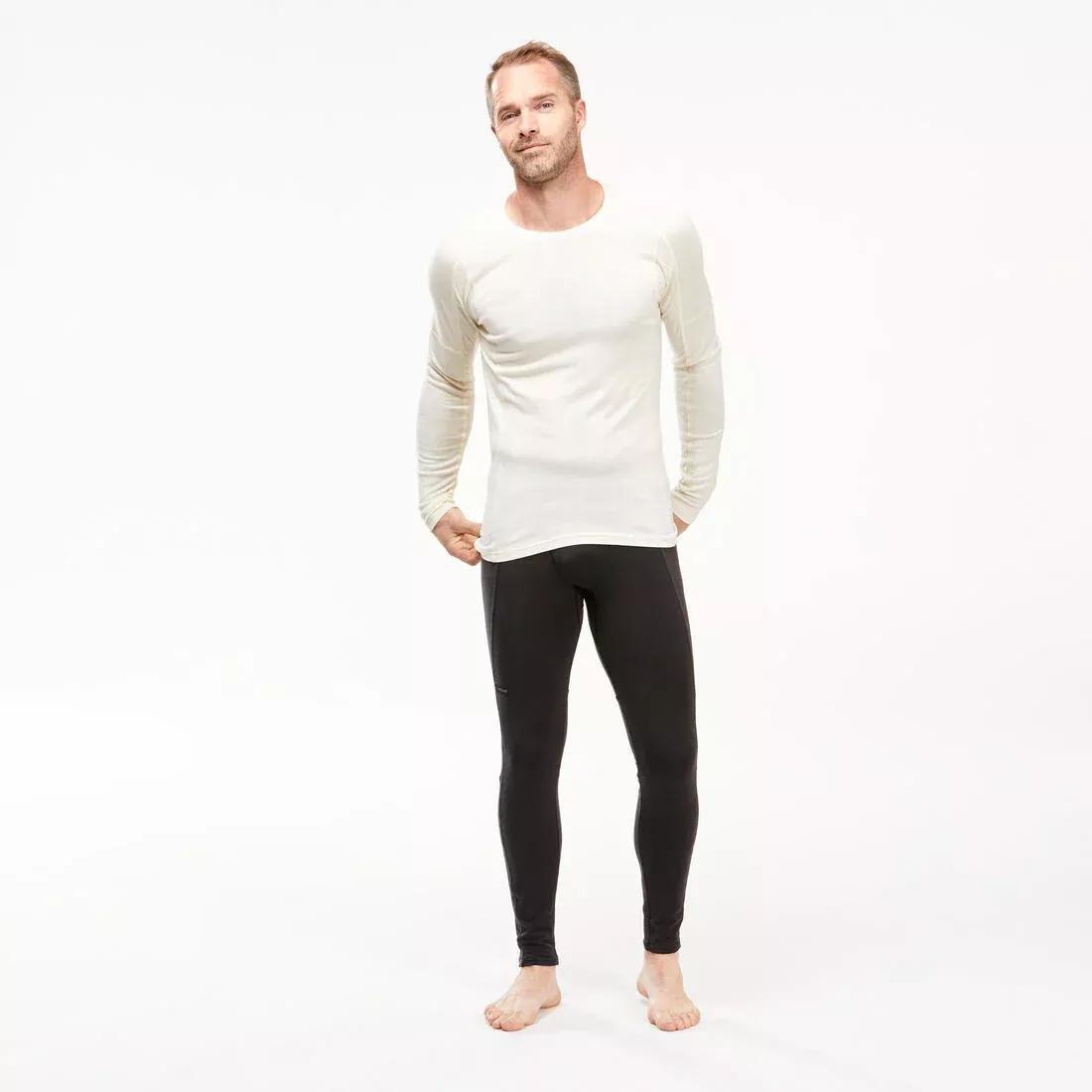 Men Mountain Trekking Merino Wool Base Layer Tights / Leggings - Mt500, Black, , large image number 5